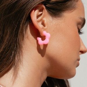NEW NWT Pink Princess Polly Recycled Plastic Eco Retro Flower Pop Stud Earrings